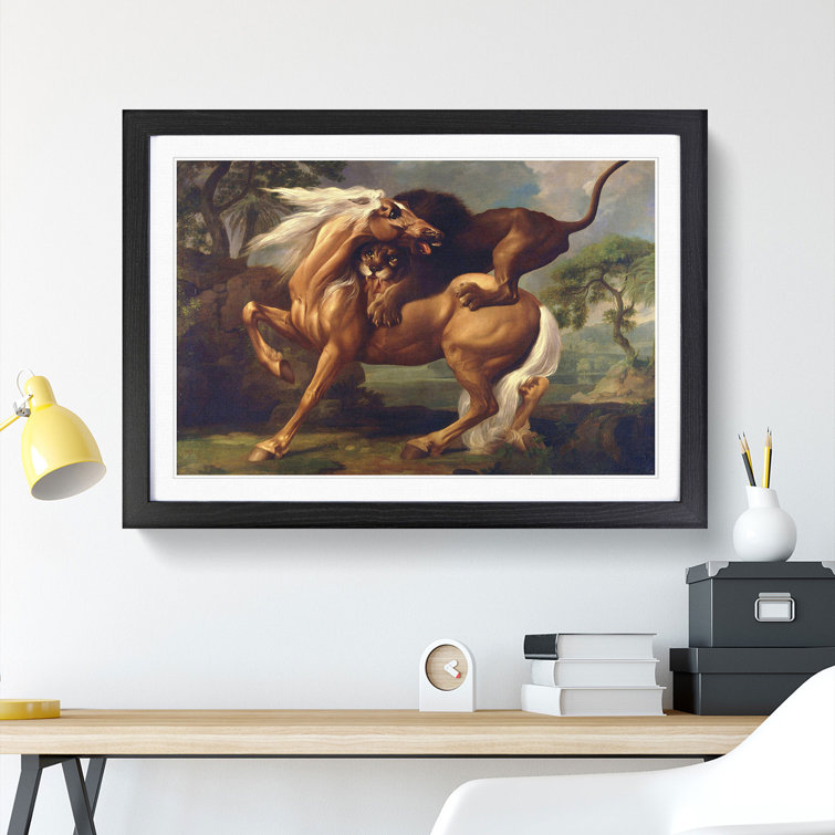 East Urban Home Lion Attacking a Horse by George Stubbs - Picture Frame ...